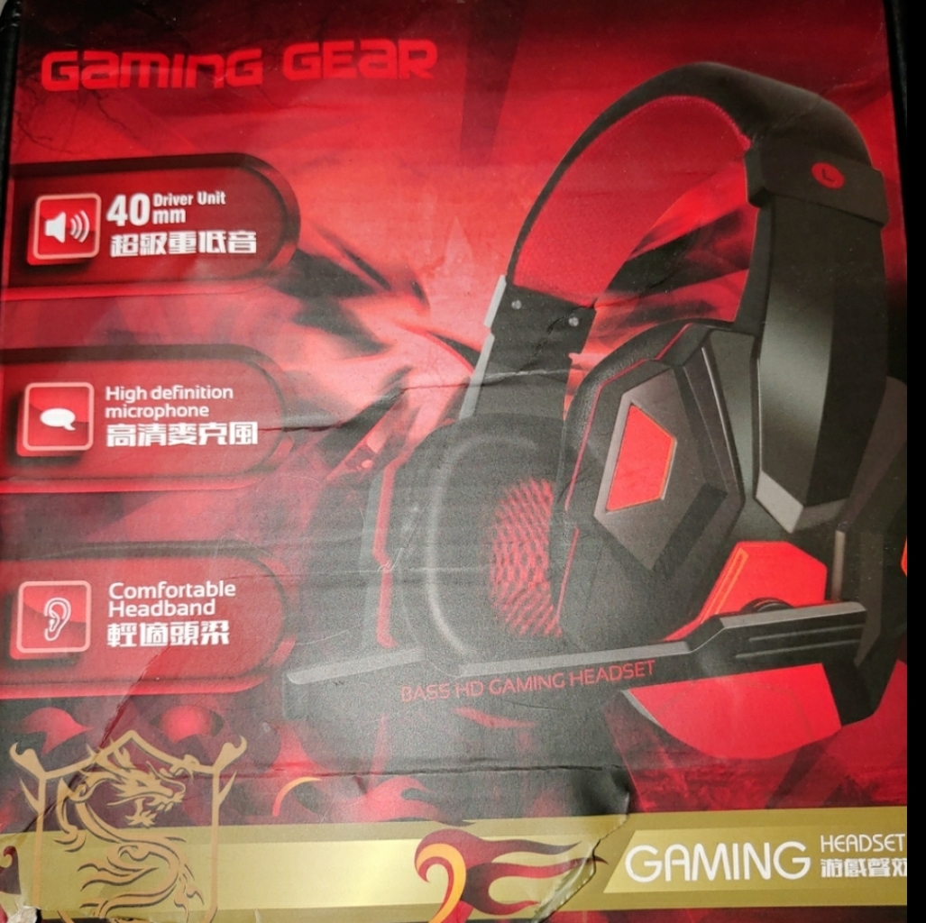 Black Gaming Headset For Pc W/Lights